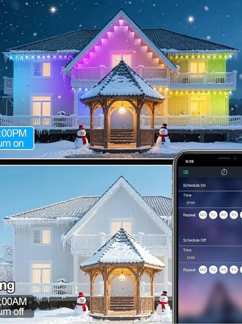 300FT LED Eaves Lights for Home - Multicolor Outdoor Accent Lighting